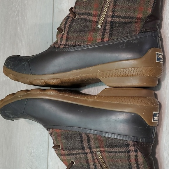 Sperry Womens Saltwater Plaid Duck Rubber Waterproof Boots shoes sz 10 - Picture 9 of 12